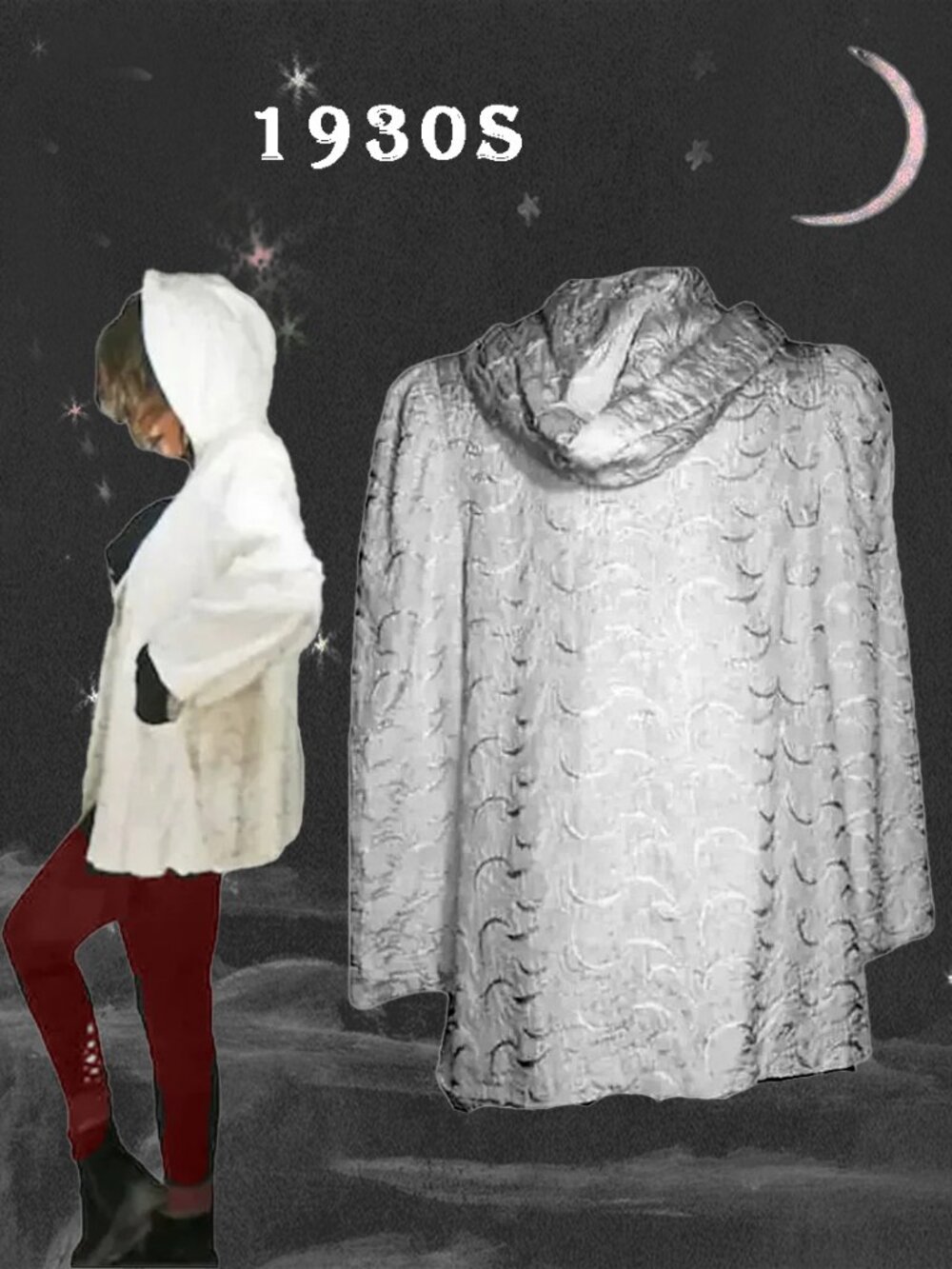 White Hooded Evening Jacket is 1930s Vintage UNIQUE Quilted Hoodie